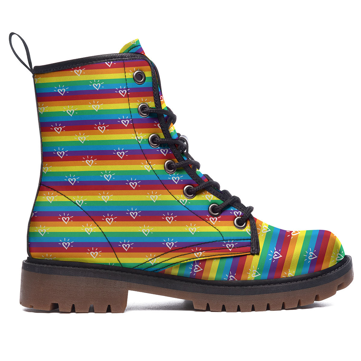 LGBT Stripes Abstract Rainbow Print Work Boots-grizzshop