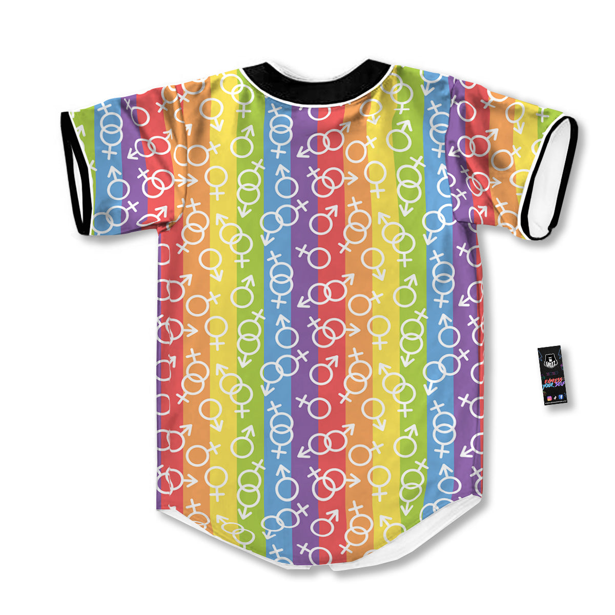 LGBT Symbols Rainbow Print Pattern Baseball Jersey-grizzshop