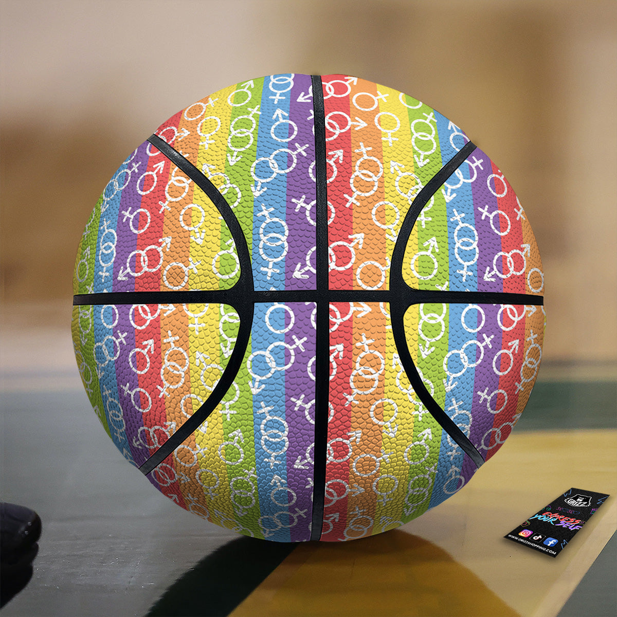 LGBT Symbols Rainbow Print Pattern Basketball-grizzshop