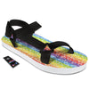 LGBT Symbols Rainbow Print Pattern Black Open Toe Sandals-grizzshop