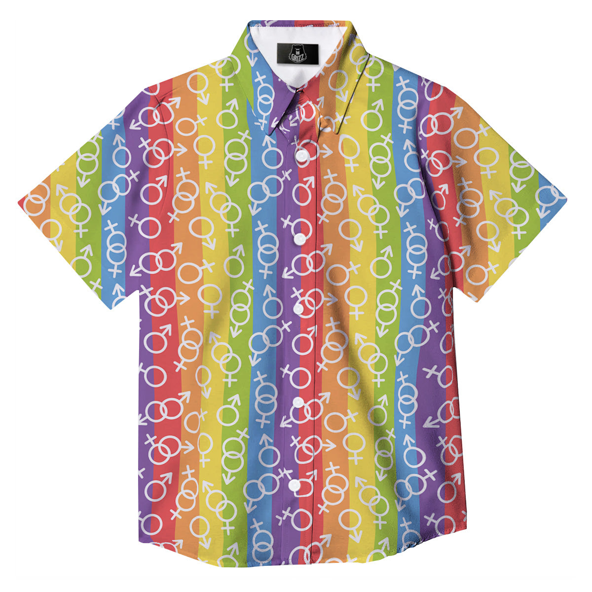 LGBT Symbols Rainbow Print Pattern Button Up Shirt-grizzshop