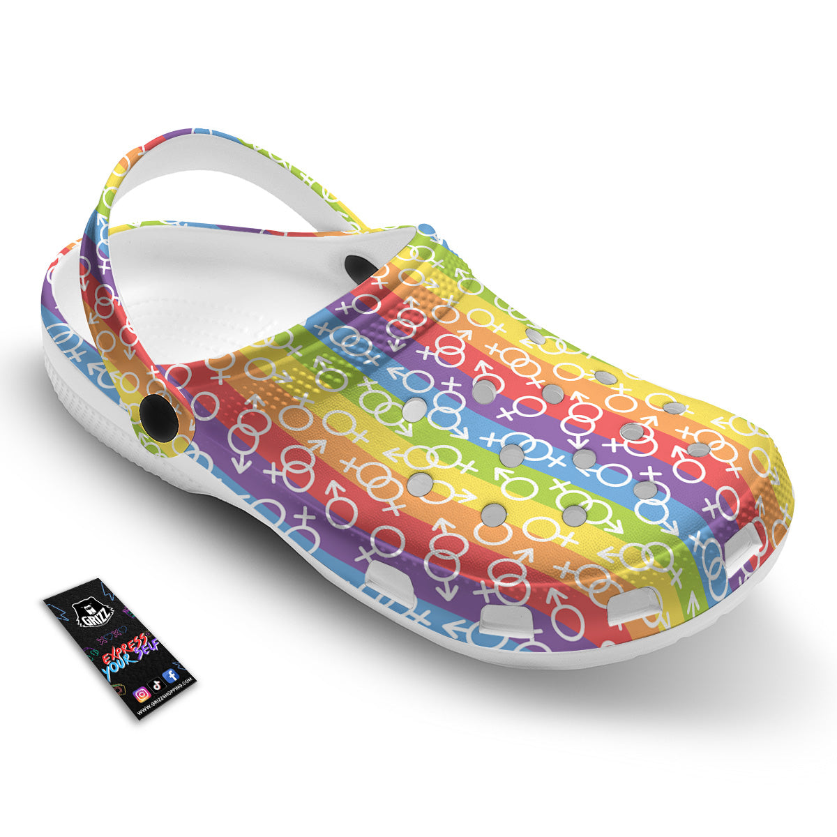 LGBT Symbols Rainbow Print Pattern Clog-grizzshop