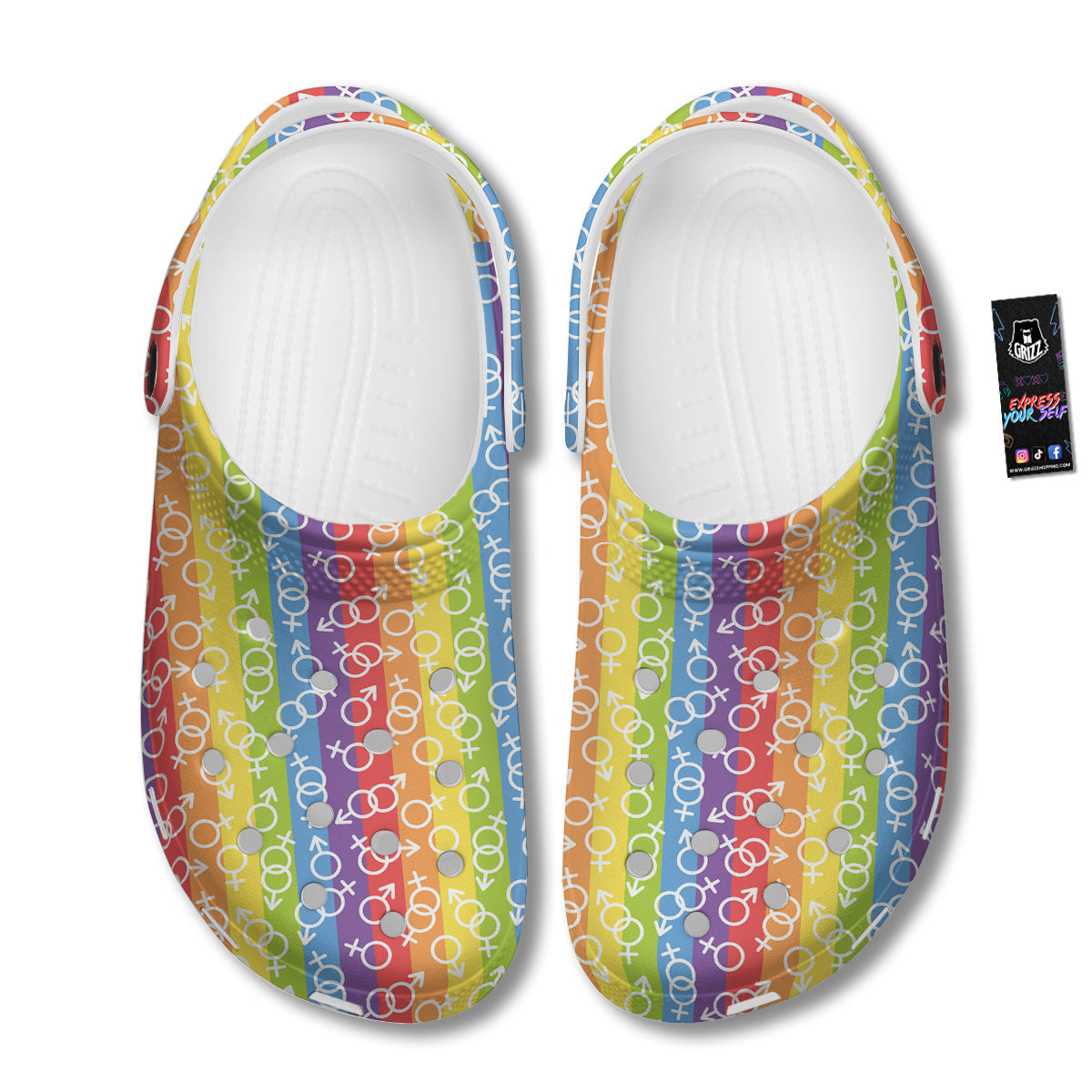 LGBT Symbols Rainbow Print Pattern Clog-grizzshop