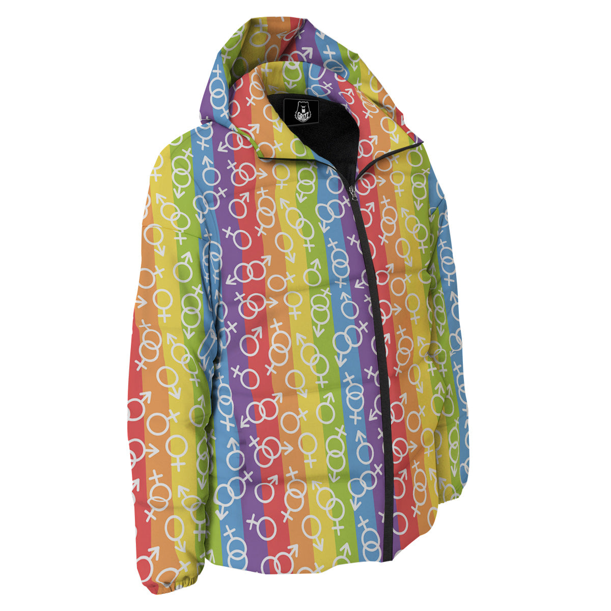 LGBT Symbols Rainbow Print Pattern Down Jacket-grizzshop