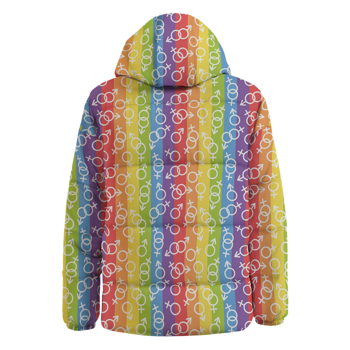 LGBT Symbols Rainbow Print Pattern Down Jacket-grizzshop