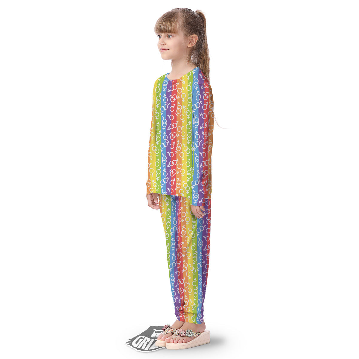 LGBT Symbols Rainbow Print Pattern Kid's Pajamas-grizzshop