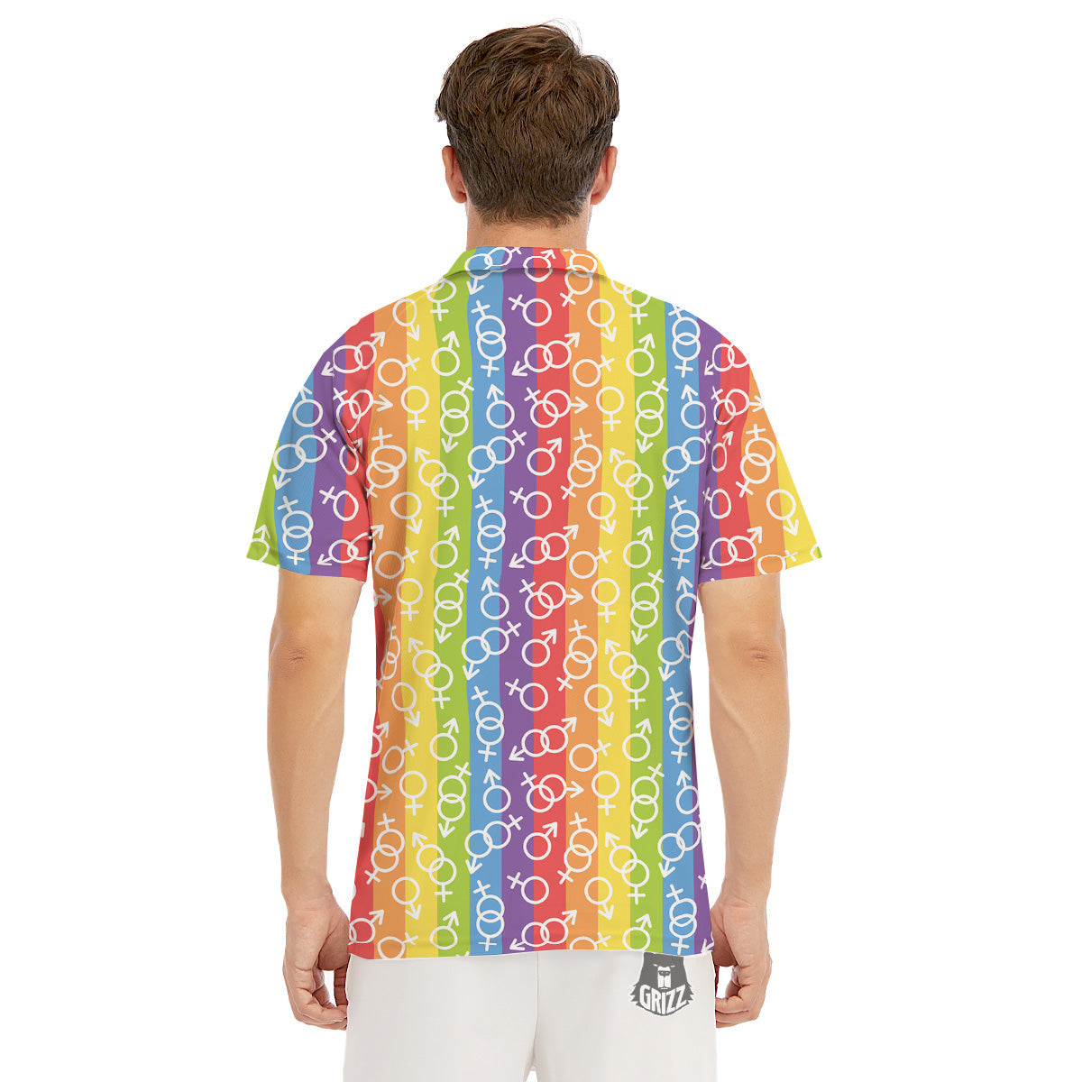 LGBT Symbols Rainbow Print Pattern Men's Golf Shirts-grizzshop