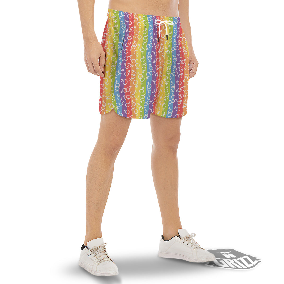 LGBT Symbols Rainbow Print Pattern Men's Gym Shorts-grizzshop