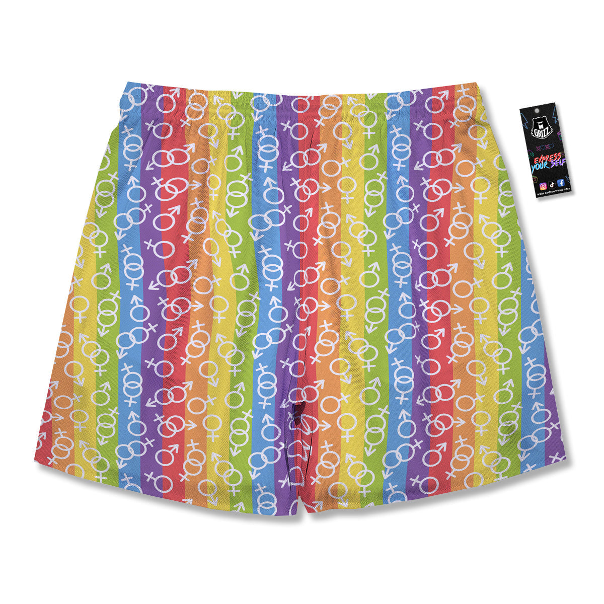 LGBT Symbols Rainbow Print Pattern Men's Running Shorts-grizzshop