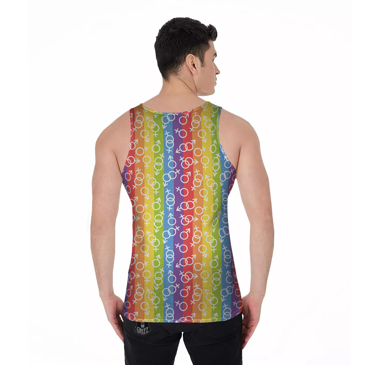 LGBT Symbols Rainbow Print Pattern Men's Tank Top-grizzshop