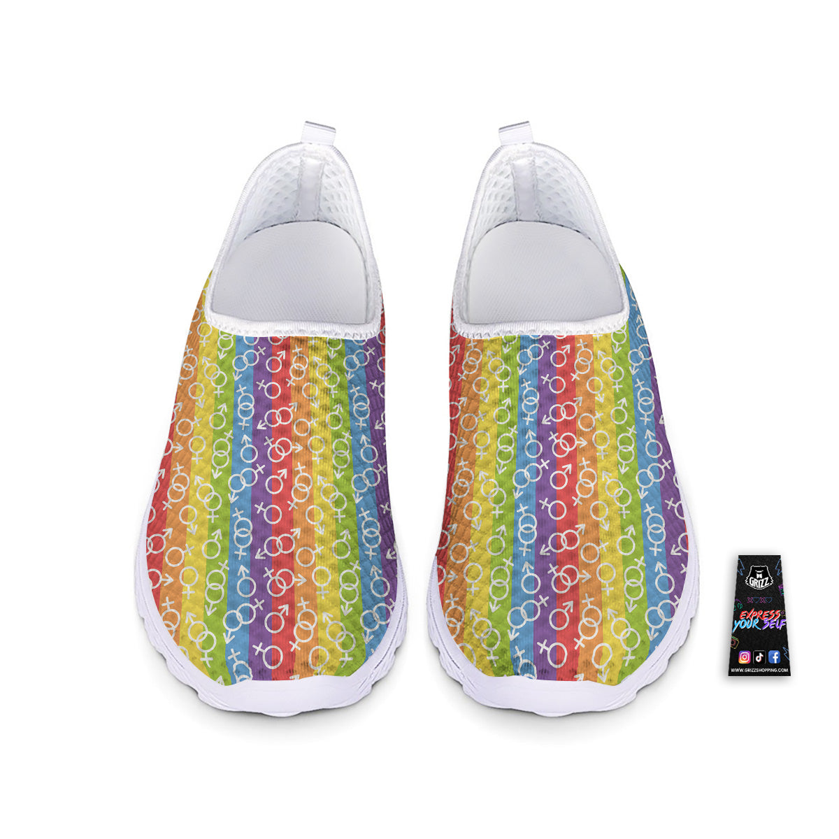 LGBT Symbols Rainbow Print Pattern Nurse Shoes-grizzshop