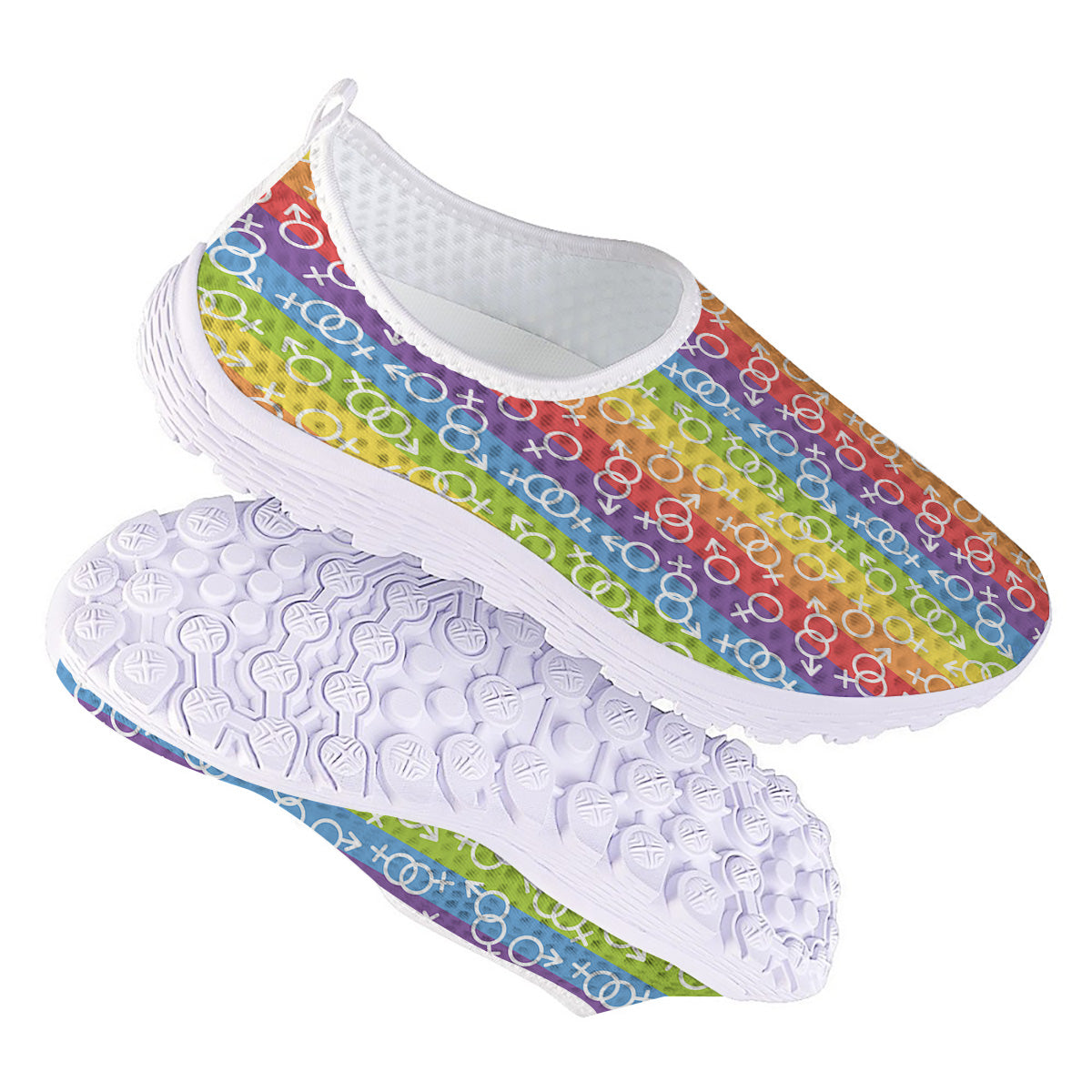 LGBT Symbols Rainbow Print Pattern Nurse Shoes-grizzshop