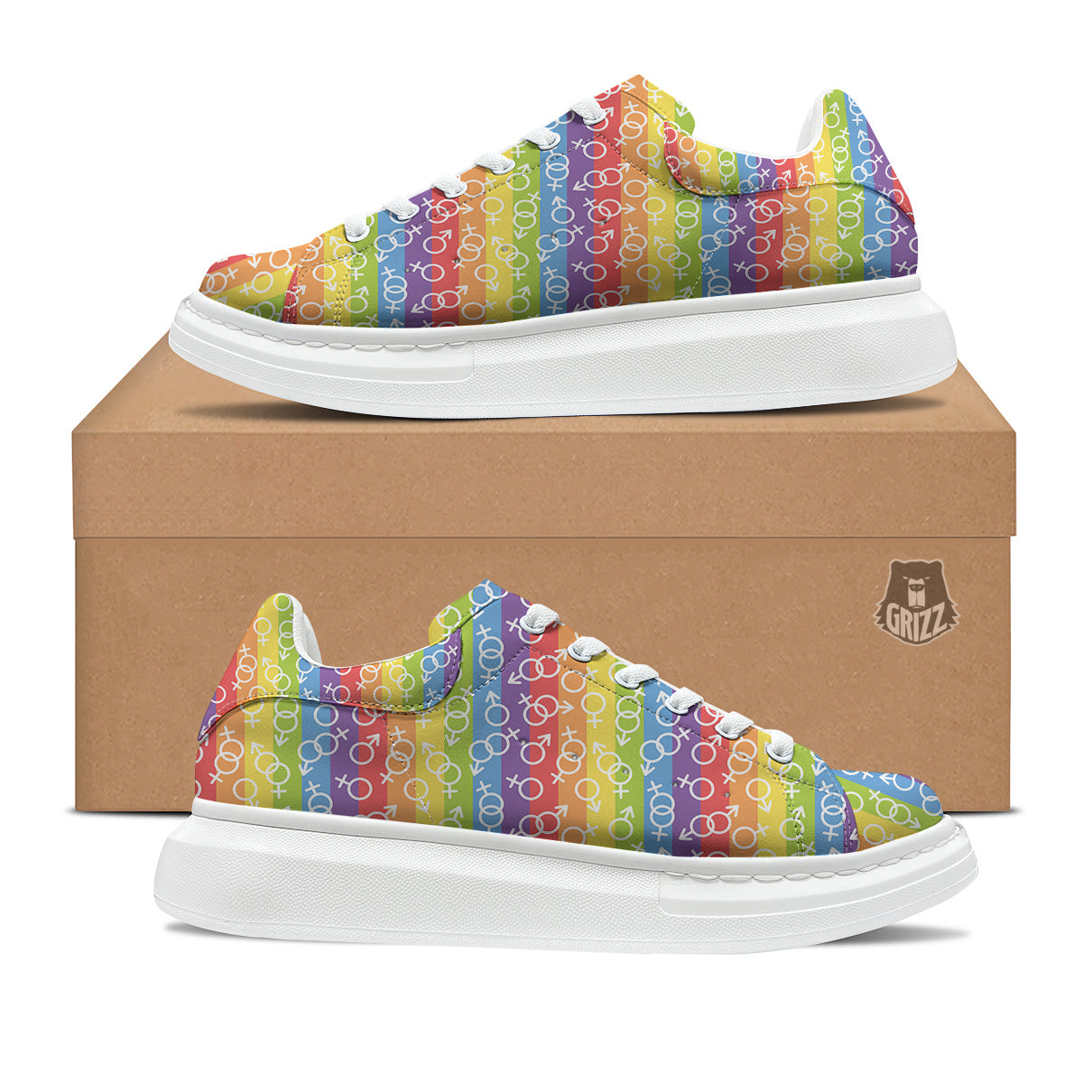 LGBT Symbols Rainbow Print Pattern Platform Shoes-grizzshop