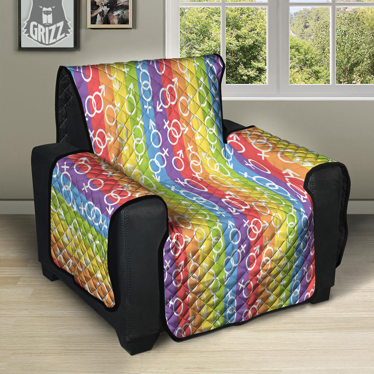 LGBT Symbols Rainbow Print Pattern Recliner Protector-grizzshop