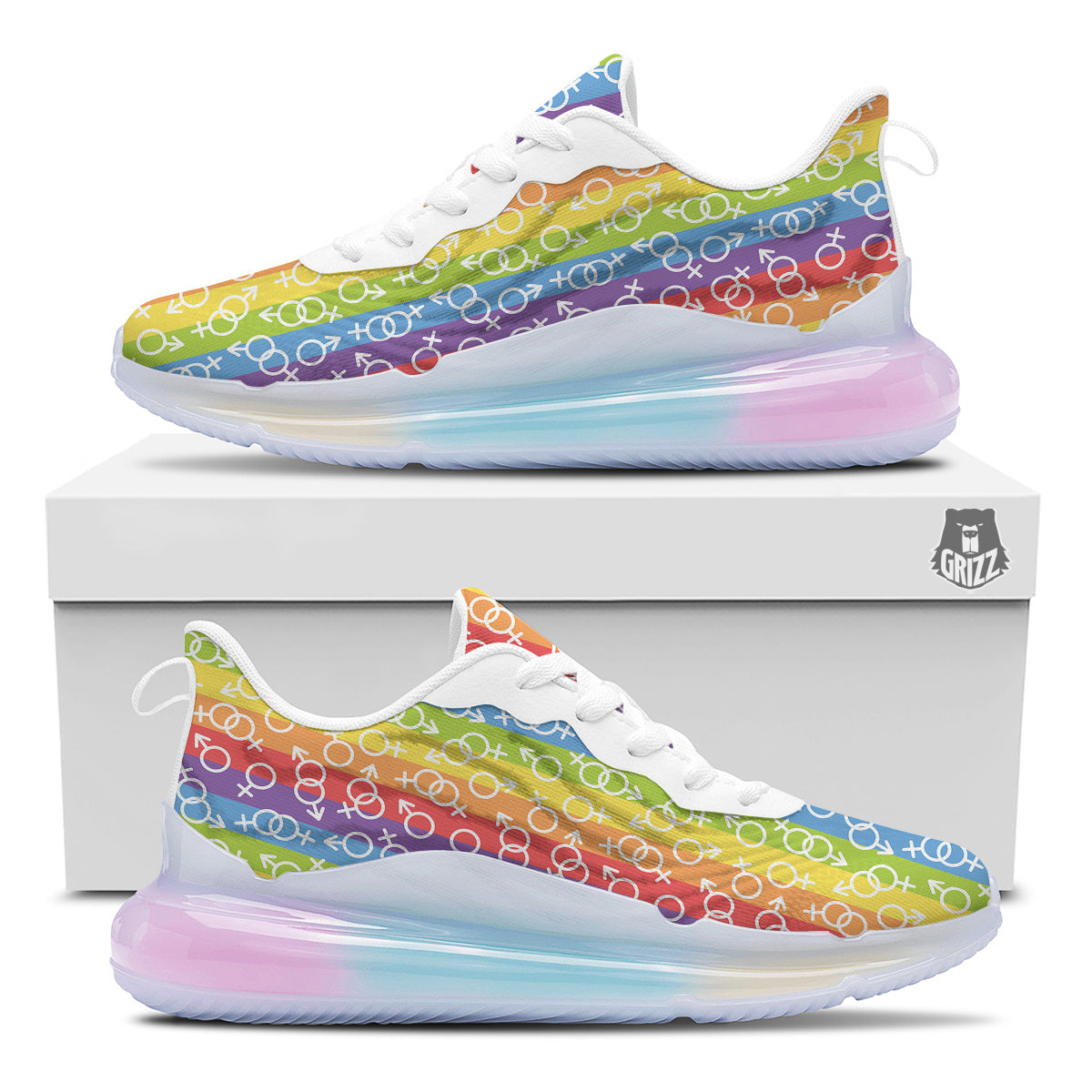 LGBT Symbols Rainbow Print Pattern Running Sneakers-grizzshop