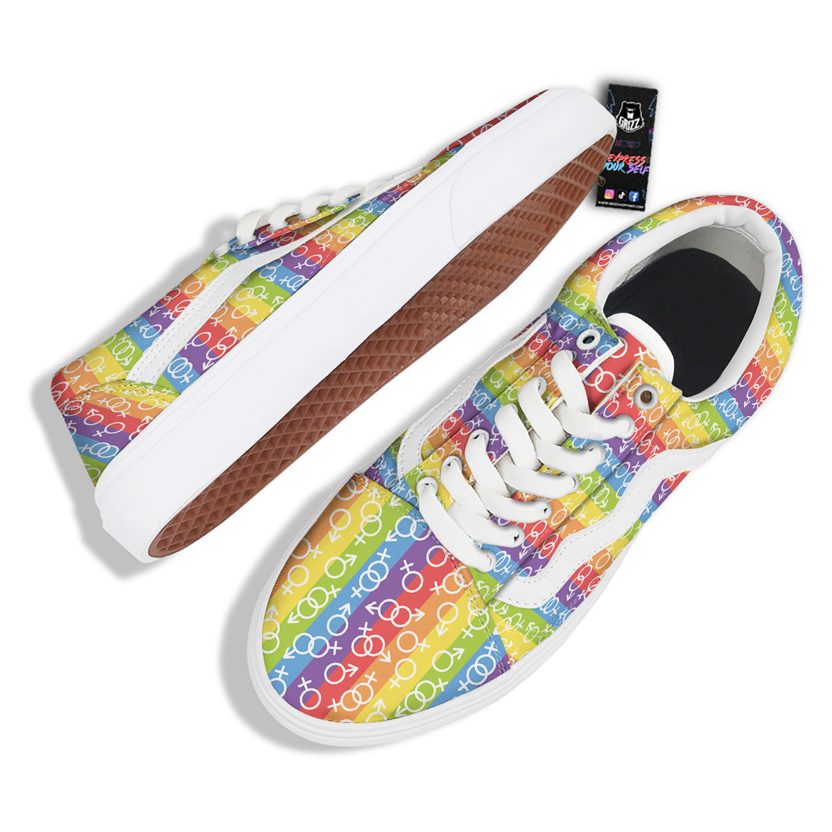 LGBT Symbols Rainbow Print Pattern Skate Shoes-grizzshop