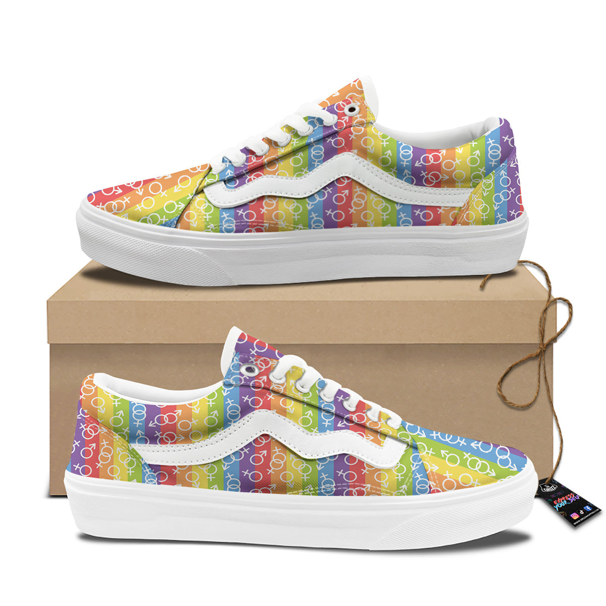 LGBT Symbols Rainbow Print Pattern Skate Shoes-grizzshop