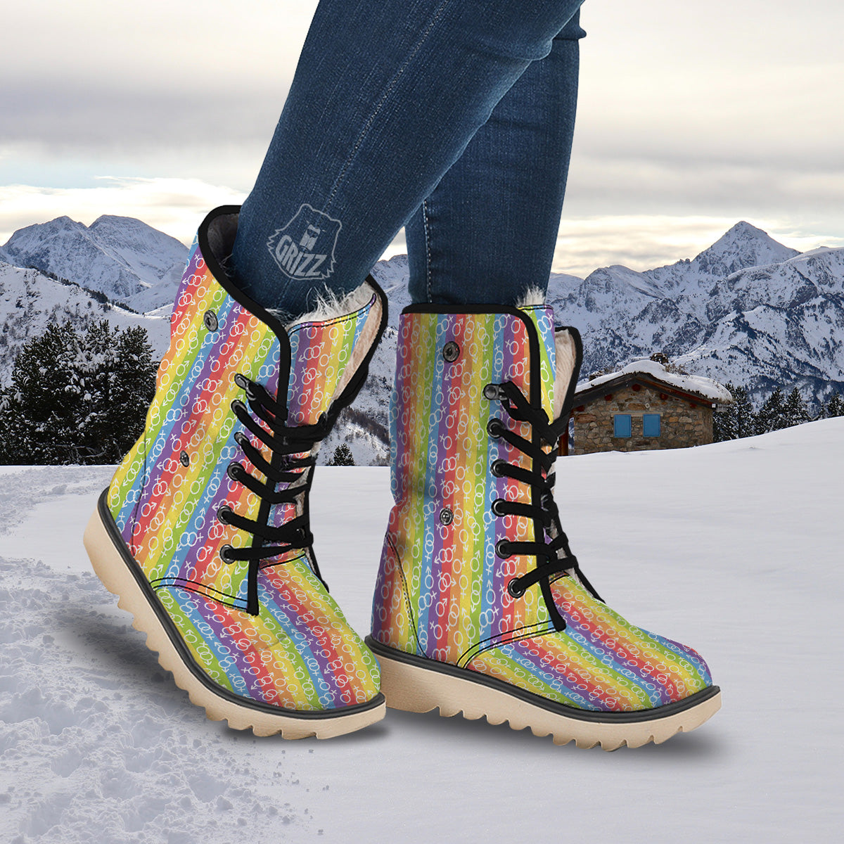 LGBT Symbols Rainbow Print Pattern Snow Boots-grizzshop