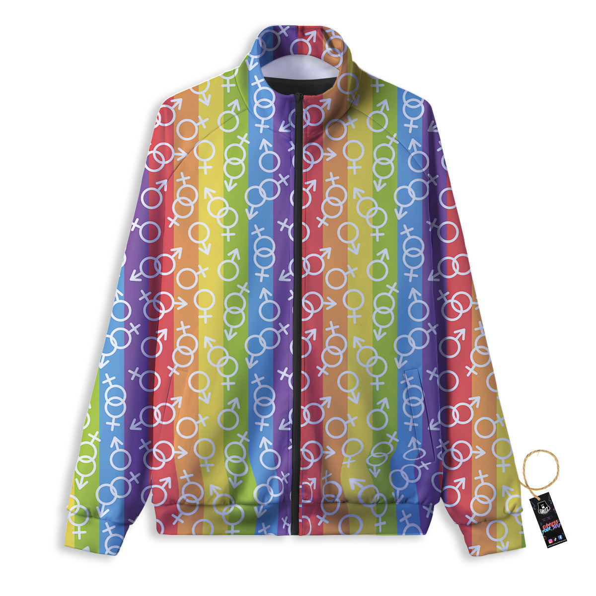 LGBT Symbols Rainbow Print Pattern Track Jacket-grizzshop