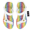 LGBT Symbols Rainbow Print Pattern White Open Toe Sandals-grizzshop