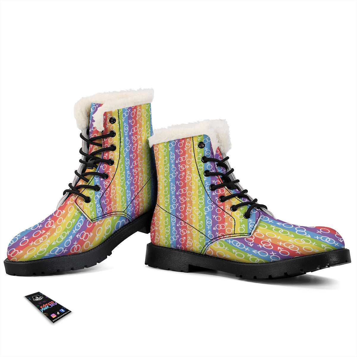 LGBT Symbols Rainbow Print Pattern Winter Boots-grizzshop