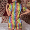 LGBT Symbols Rainbow Print Pattern Women Silk Pajamas-grizzshop