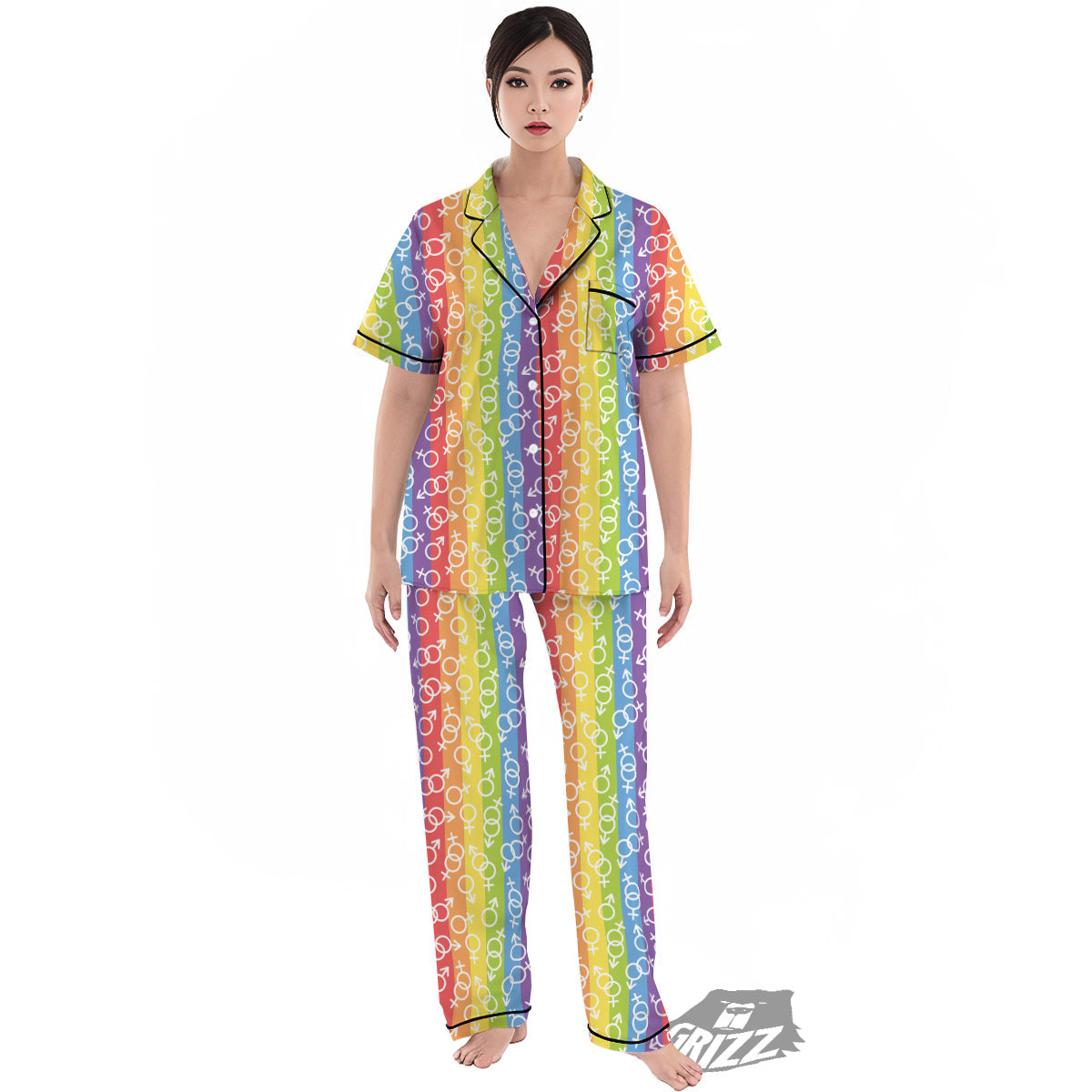 LGBT Symbols Rainbow Print Pattern Women's Pajamas Set-grizzshop