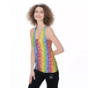 LGBT Symbols Rainbow Print Pattern Women's Racerback Tank Top-grizzshop