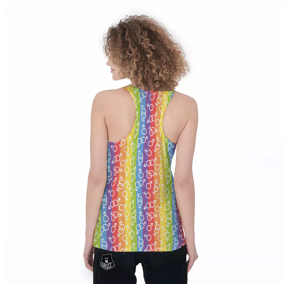 LGBT Symbols Rainbow Print Pattern Women's Racerback Tank Top-grizzshop