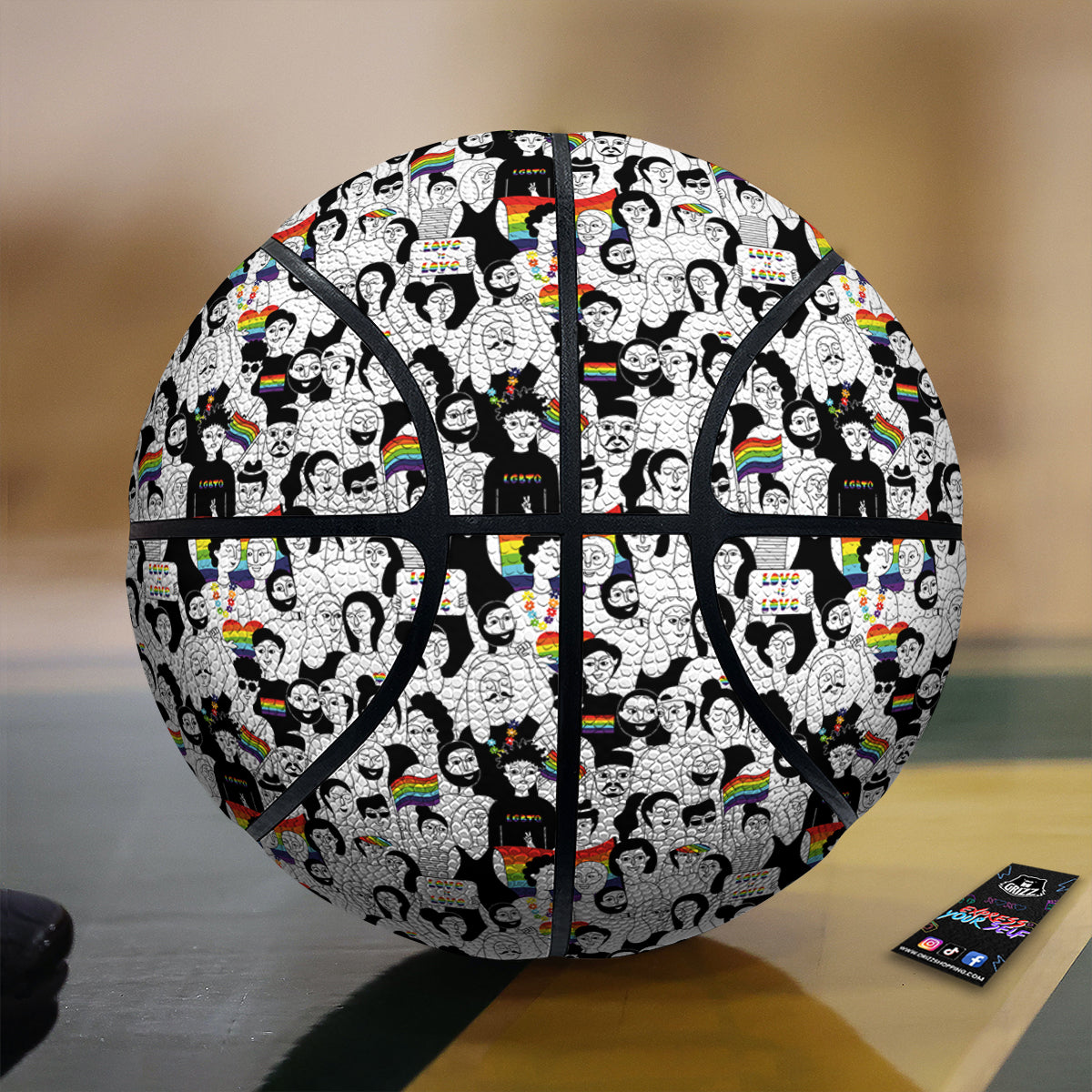 LGBT Doodle Pride Parade Print Pattern Basketball