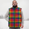 LGBT Plaid Rainbow Print Pattern Down Vest