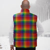 LGBT Plaid Rainbow Print Pattern Down Vest