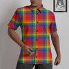 LGBT Plaid Rainbow Print Pattern Untucked Shirts-grizzshop