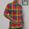 LGBT Plaid Rainbow Print Pattern Untucked Shirts-grizzshop