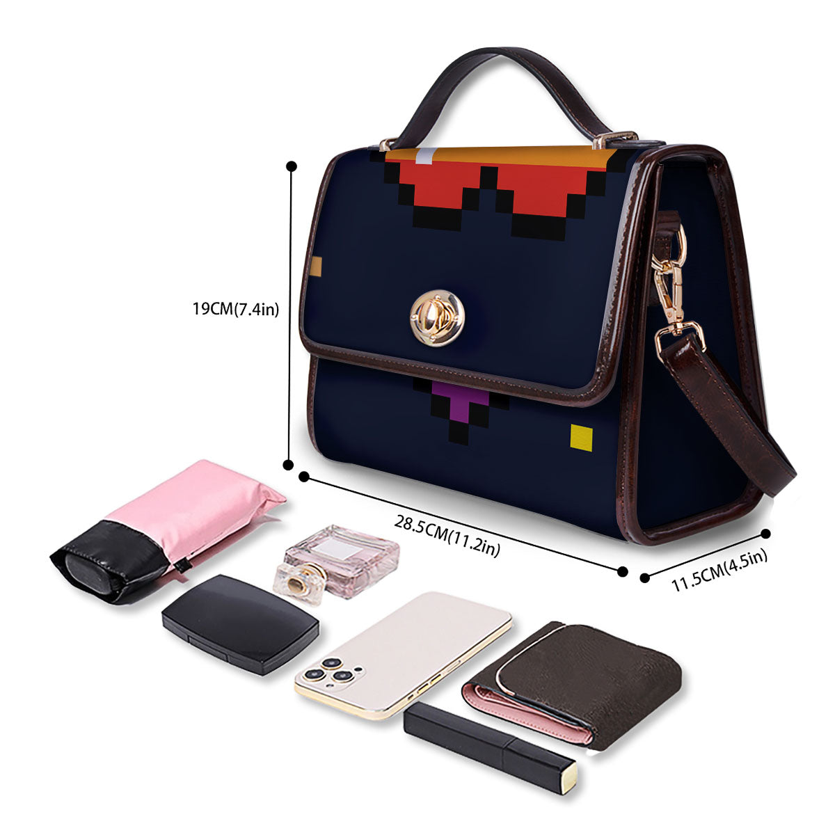 LGBT Pride 8 Bit Rainbow Pixel Heart Women's Satchel Bag