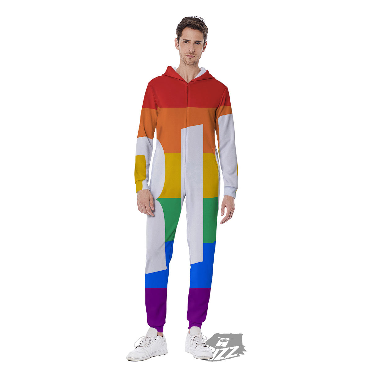 LGBT Pride Flag Pattern Print Men's Jumpsuit-grizzshop