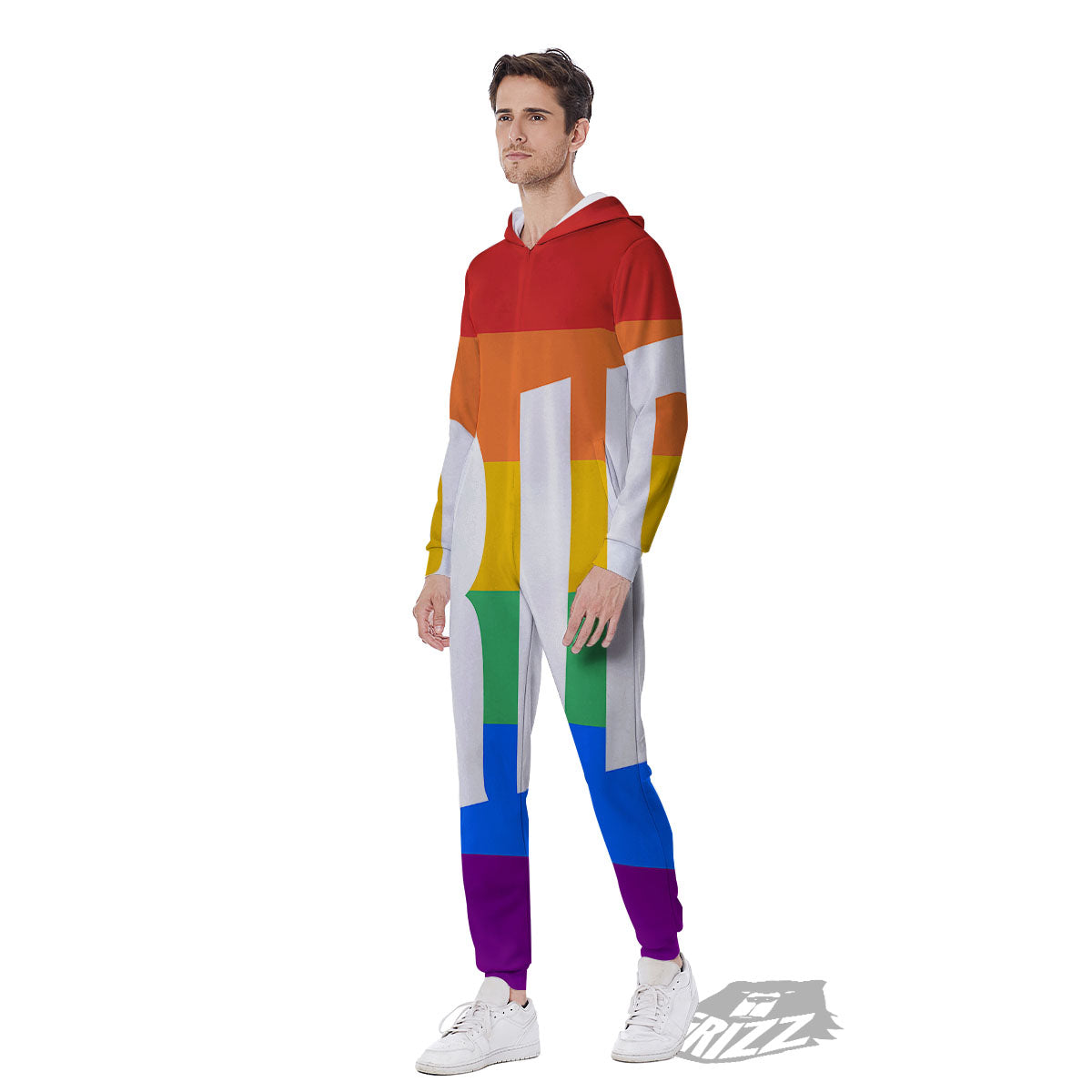 LGBT Pride Flag Pattern Print Men's Jumpsuit-grizzshop