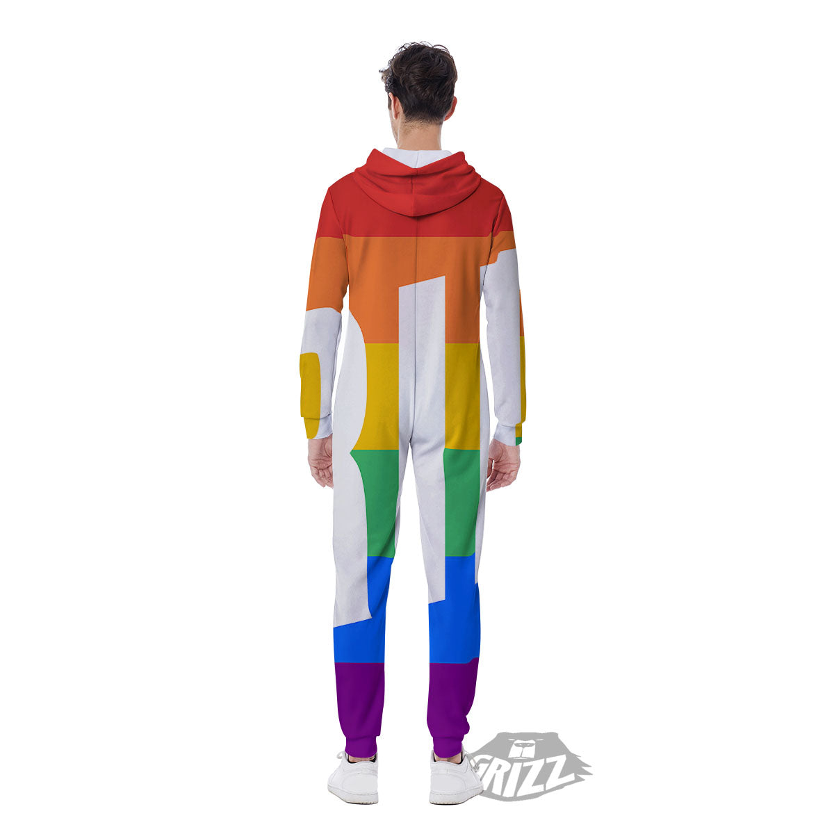 LGBT Pride Flag Pattern Print Men's Jumpsuit-grizzshop