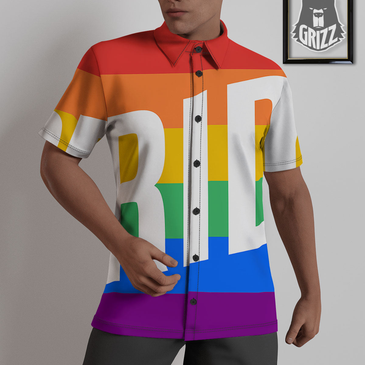 LGBT Pride Flag Pattern Print Untucked Shirts-grizzshop