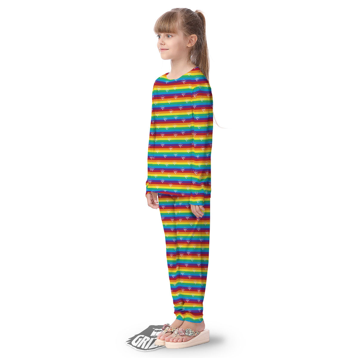 LGBT Stripes Abstract Rainbow Print Kid's Pajamas-grizzshop