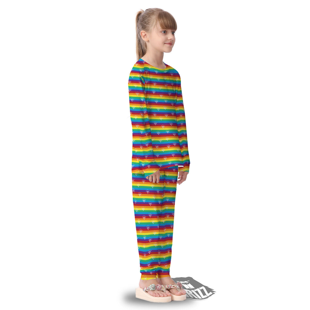 LGBT Stripes Abstract Rainbow Print Kid's Pajamas-grizzshop