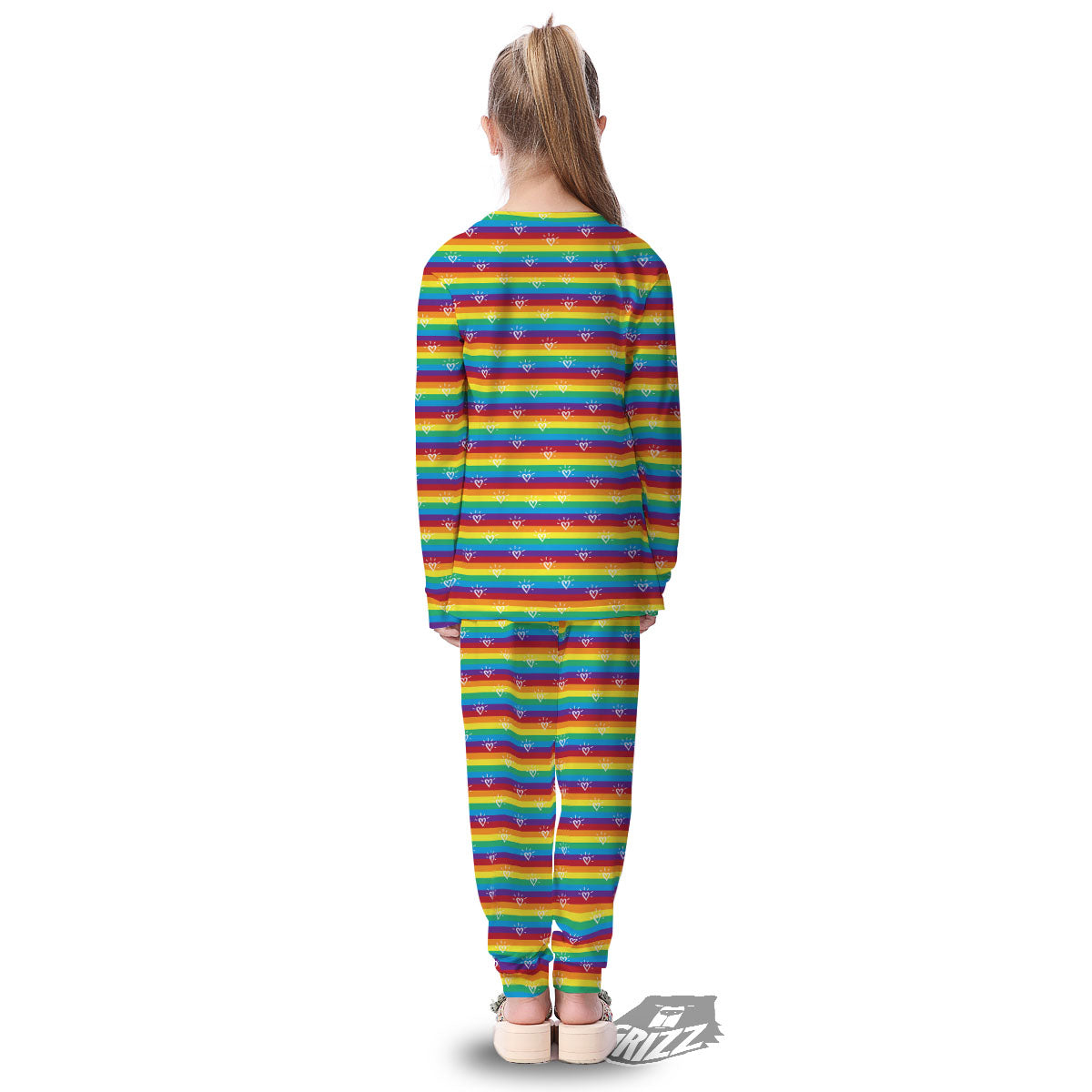 LGBT Stripes Abstract Rainbow Print Kid's Pajamas-grizzshop