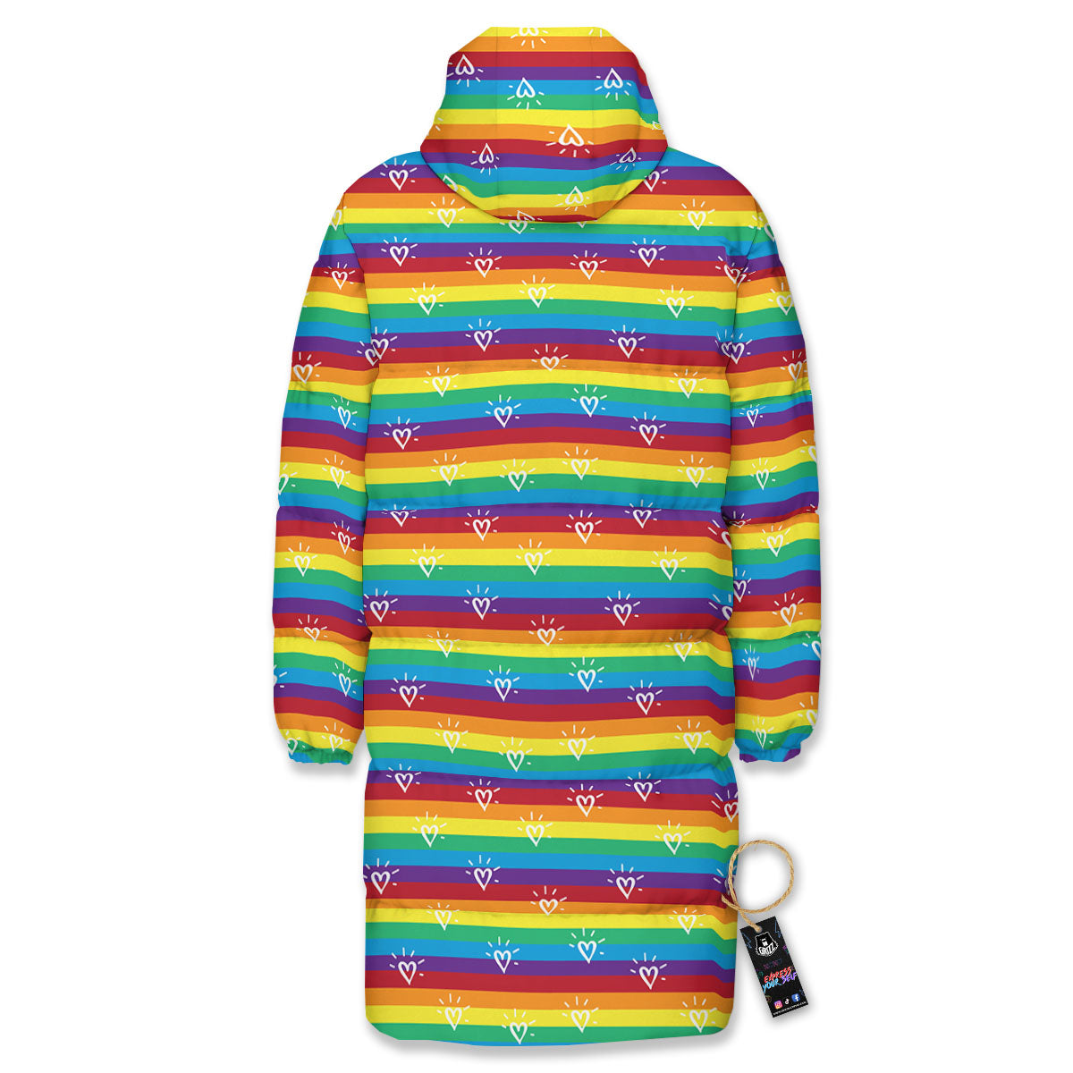 LGBT Stripes Abstract Rainbow Print Long Down Jacket-grizzshop