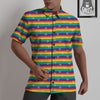 LGBT Stripes Abstract Rainbow Print Untucked Shirts-grizzshop