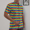 LGBT Stripes Abstract Rainbow Print Untucked Shirts-grizzshop