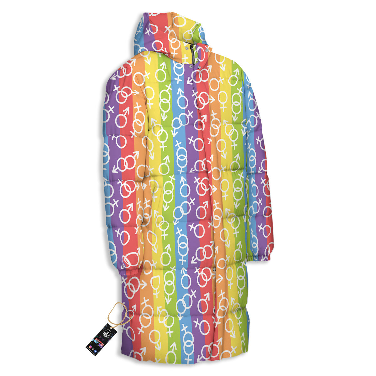 LGBT Symbols Rainbow Print Pattern Long Down Jacket-grizzshop