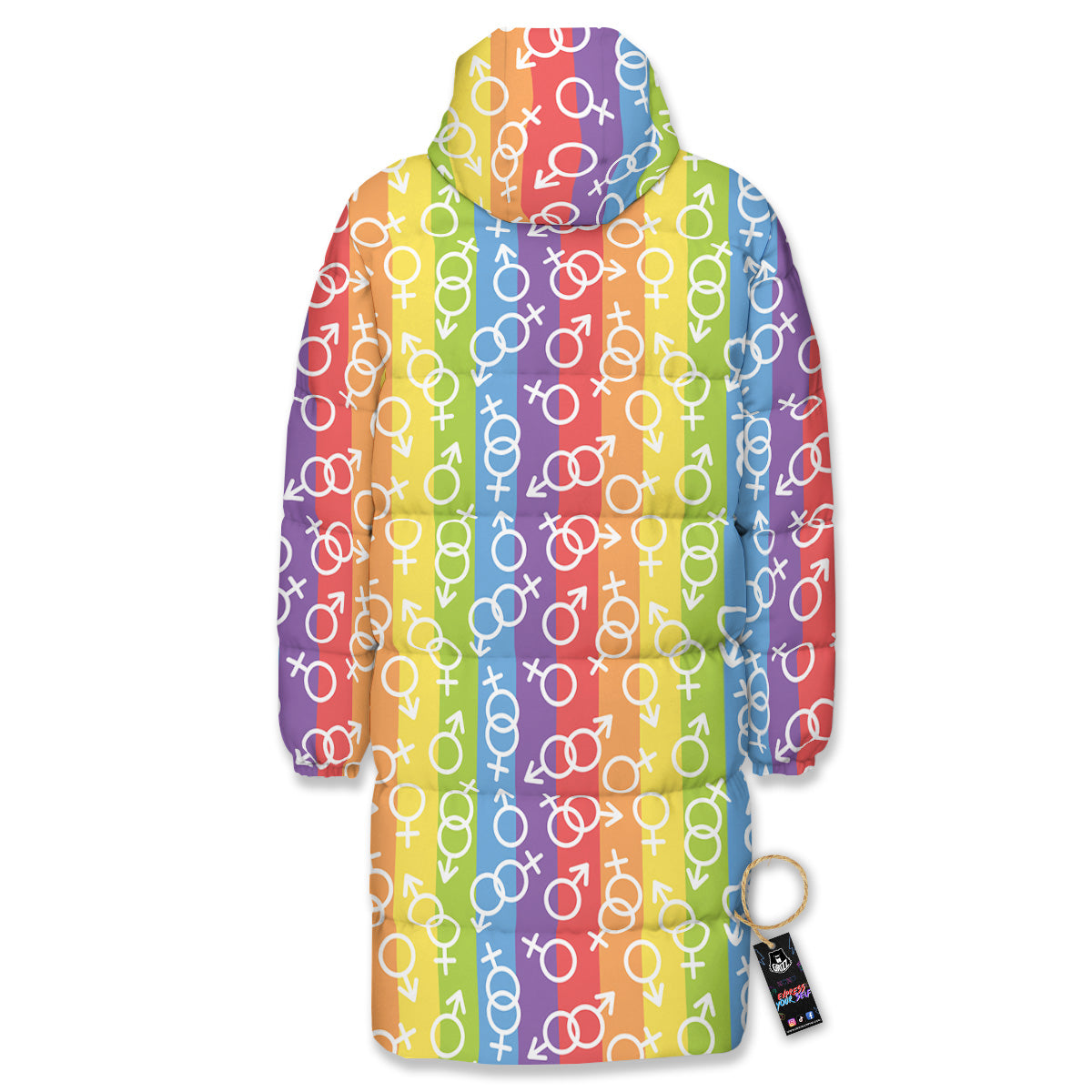 LGBT Symbols Rainbow Print Pattern Long Down Jacket-grizzshop