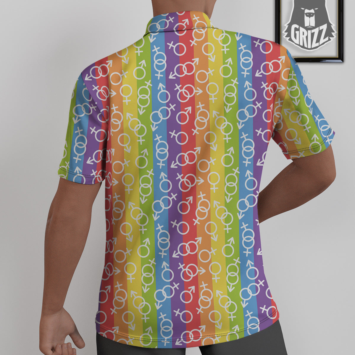 LGBT Symbols Rainbow Print Pattern Untucked Shirts-grizzshop