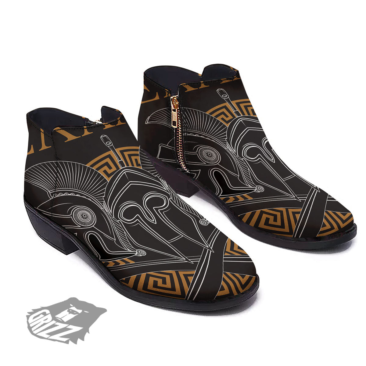 Labe Spartan Molon Print Ankle Boots-grizzshop