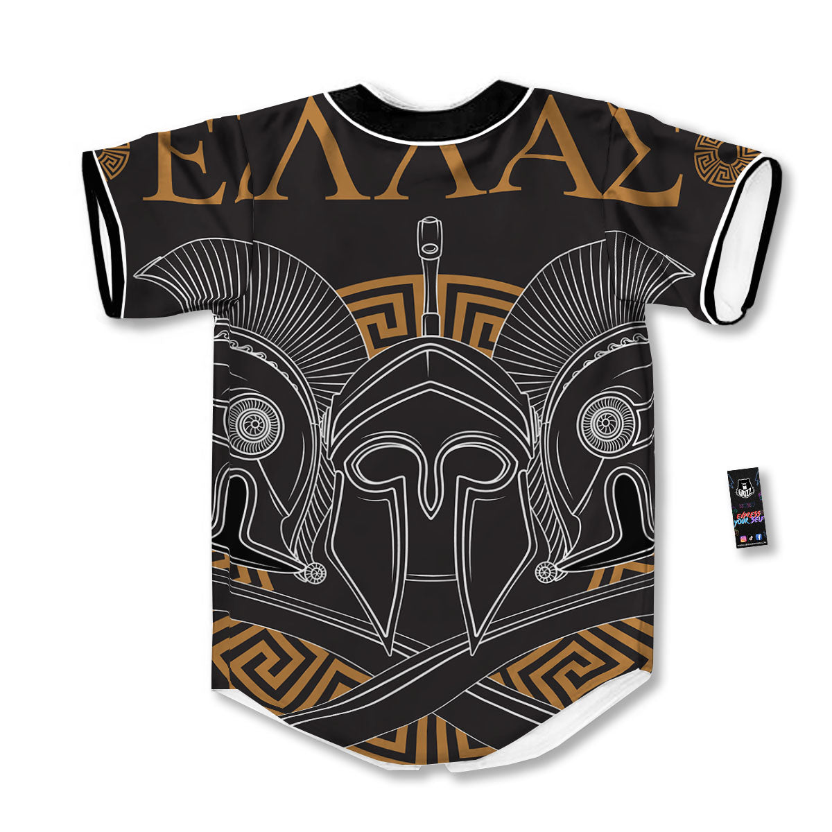 Labe Spartan Molon Print Baseball Jersey-grizzshop